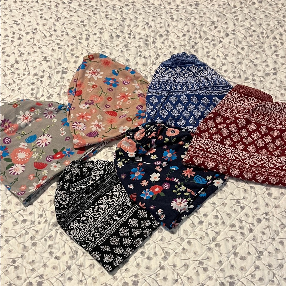 Source Unknown Floral and Patterned Hair Wraps